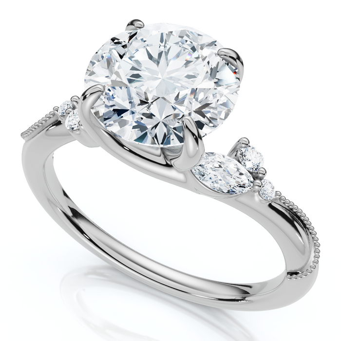 Certified 2.10Ct Camellia Diamond Engagement Ring 14k Gold or Platinum Lab Grown