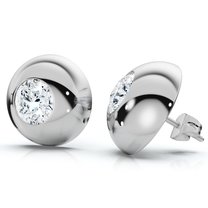 2Ct TW Diamond Button Studs 14k Gold Lab Grown 2Ct TW Diamond Button Studs 14k Gold Lab Grown