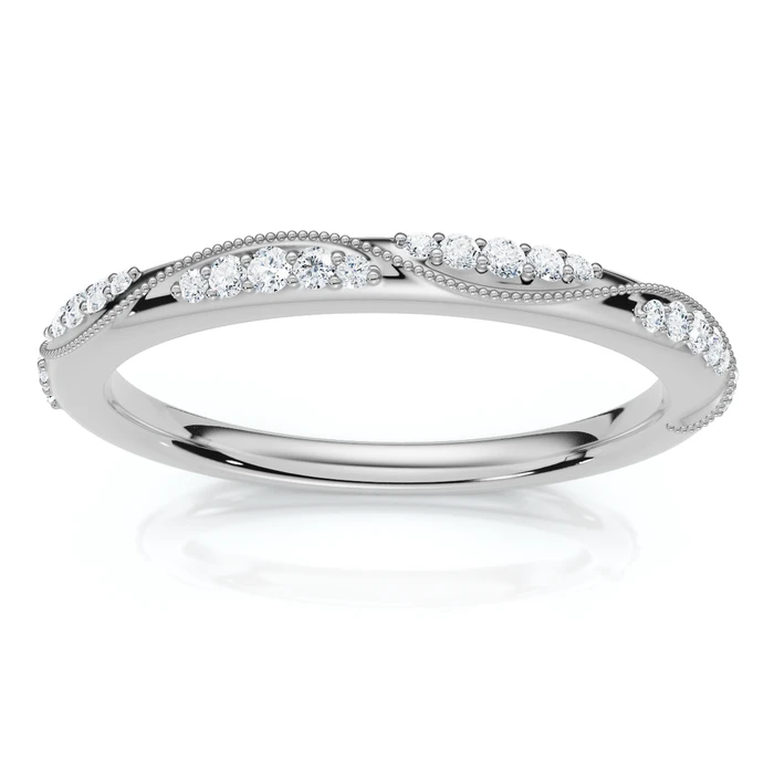 Camellia Diamond Wedding Ring 14k Gold or Platinum Lab Grown Stackable Band