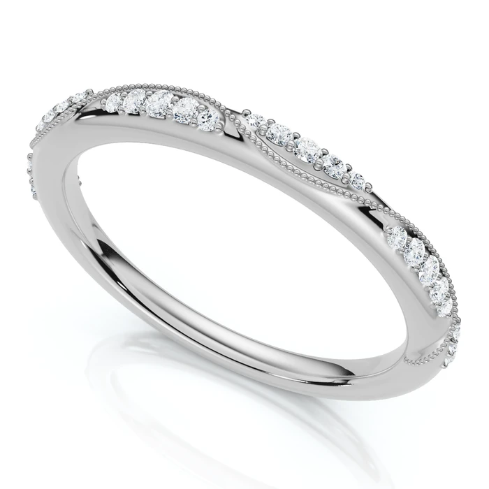 Camellia Diamond Wedding Ring 14k Gold or Platinum Lab Grown Stackable Band