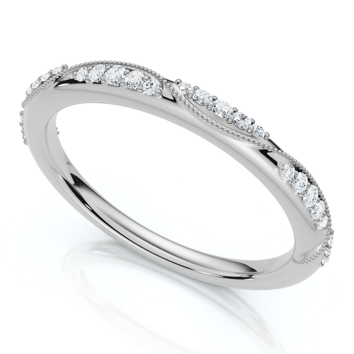 Camellia Diamond Wedding Ring 14k Gold or Platinum Lab Grown Stackable Band