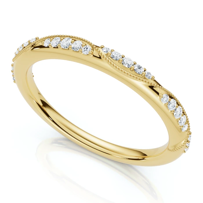 Camellia Diamond Wedding Ring 14k Gold or Platinum Lab Grown Stackable Band