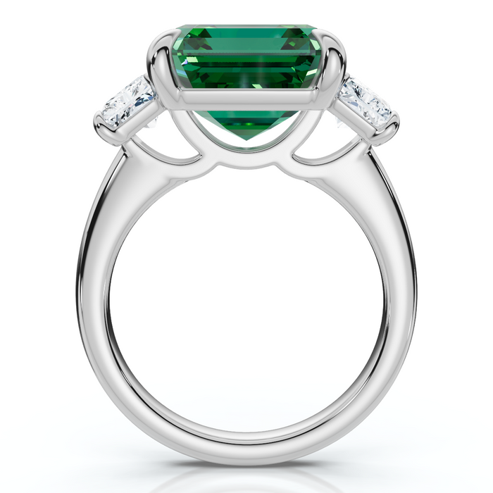 8Ct Asscher Cut Emerald & Diamond Ring 14k Gold or Platinum Lab Grown