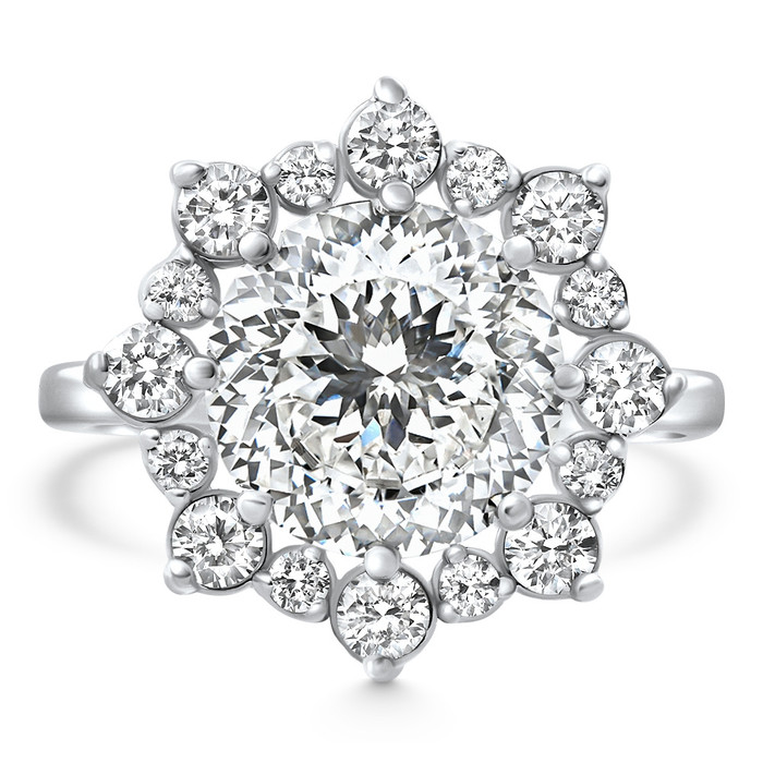 Certified 4 3/4Ct Portuguese Diamond Engagement Ring 14k White Gold Lab Grown