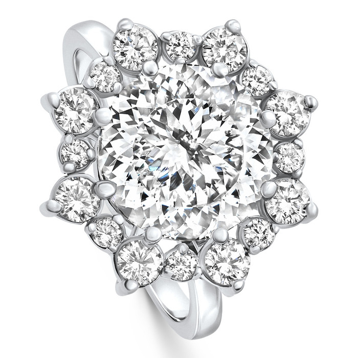 Certified 4 3/4Ct Portuguese Diamond Engagement Ring 14k White Gold Lab Grown