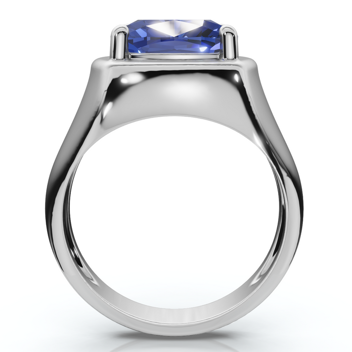 5Ct Cushion Blue Sapphire Button Ring 14k Gold lab Grown