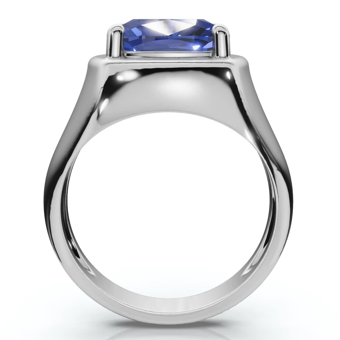 5Ct Cushion Blue Sapphire Button Ring 14k Gold lab Grown