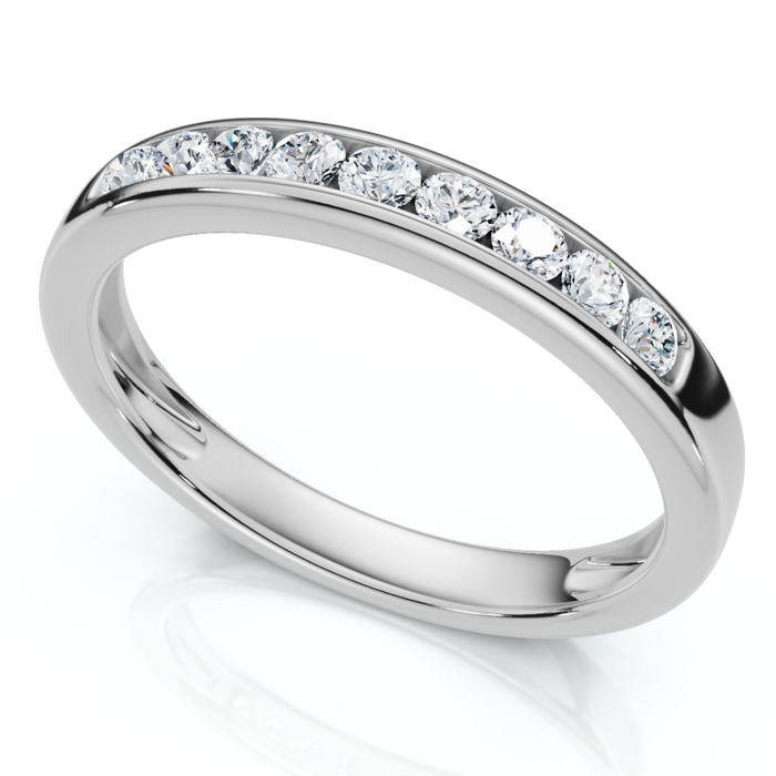 1/4Ct Diamond Channel Set Wedding Stackable Band 14k Gold or Platinum Lab Grown
