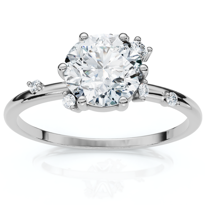 1Ct Diamond Flame Engagement Ring 14k Gold Lab Grown EF/VS
