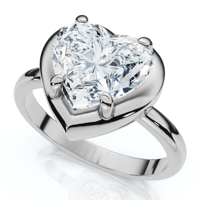 Certified 2 1/2Ct Heart Diamond Button Engagement Ring 14k Gold or Pt Lab Grown