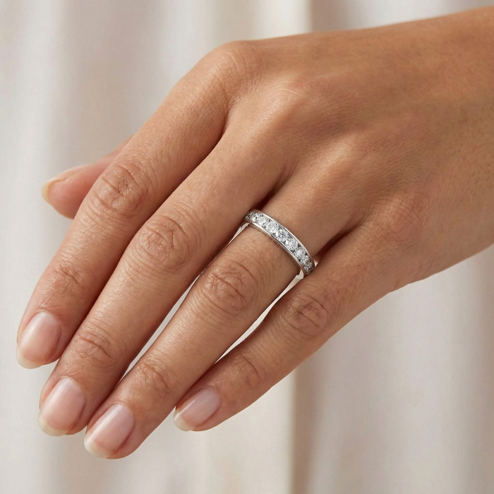 1Ct Channel Set Diamond Wedding Ring 14k Gold or Platinum Lab Grown