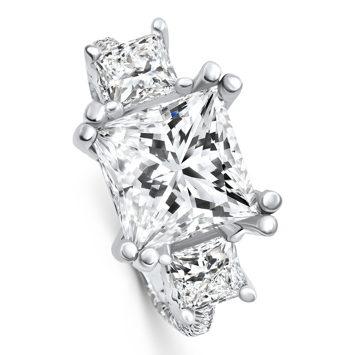 Certified 5.10Ct Princess Cut Diamond Engagement Ring 14k White Gold Lab Grown