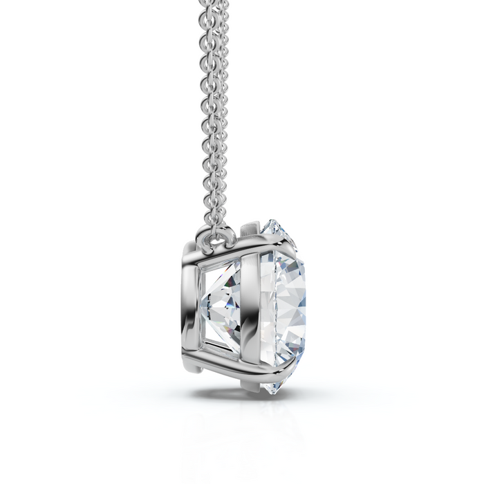 Certified 3Ct  Diamond Solitaire Pendant 14k Gold 18" Necklace Lab Grown