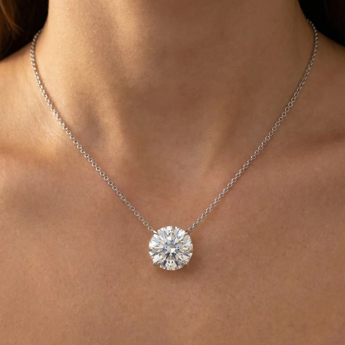 Certified 3Ct  Diamond Solitaire Pendant 14k Gold 18" Necklace Lab Grown