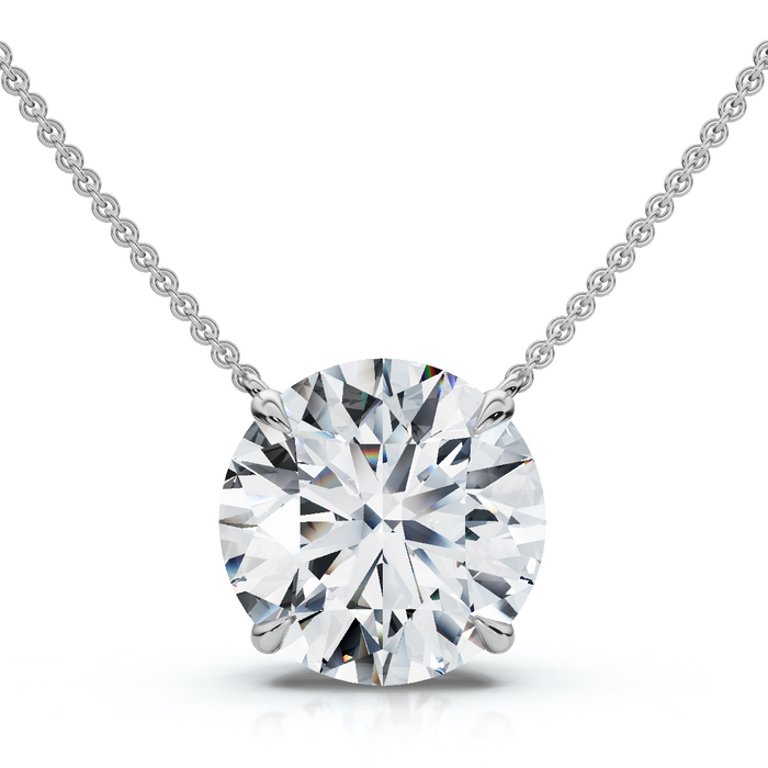 Certified 3Ct  Diamond Solitaire Pendant 14k Gold 18" Necklace Lab Grown
