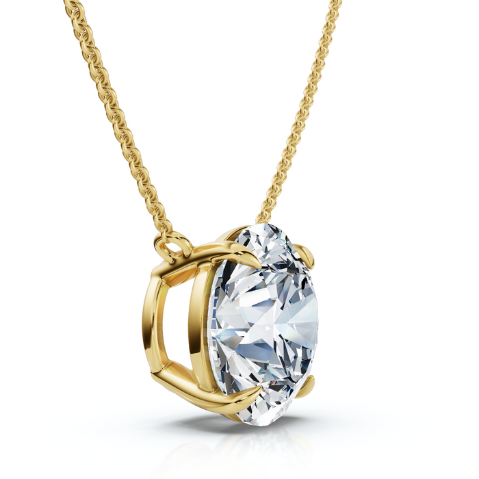 Certified 3Ct  Diamond Solitaire Pendant 14k Gold 18" Necklace Lab Grown