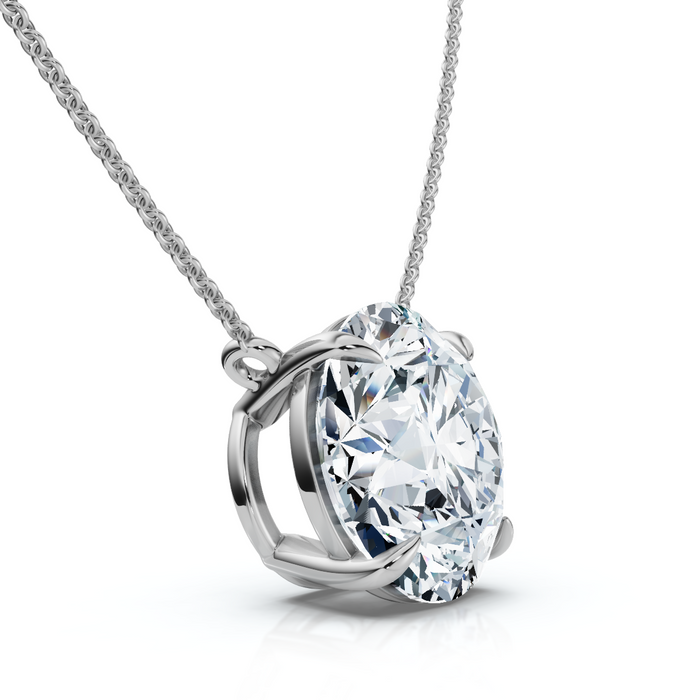 4Ct  Diamond Solitaire Pendant 14k Gold 18" Necklace Lab Grown Certified