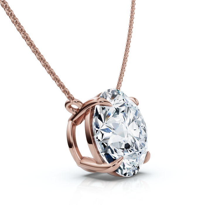 4Ct  Diamond Solitaire Pendant 14k Gold 18" Necklace Lab Grown Certified