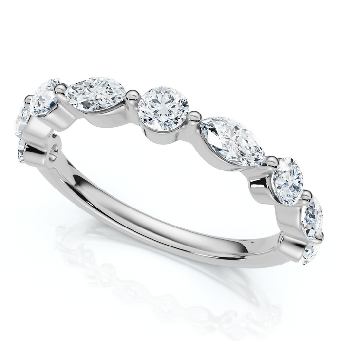 3/4Ct Marquise & Round Diamond Stacking Band 14k Gold or Platinum Lab Grown