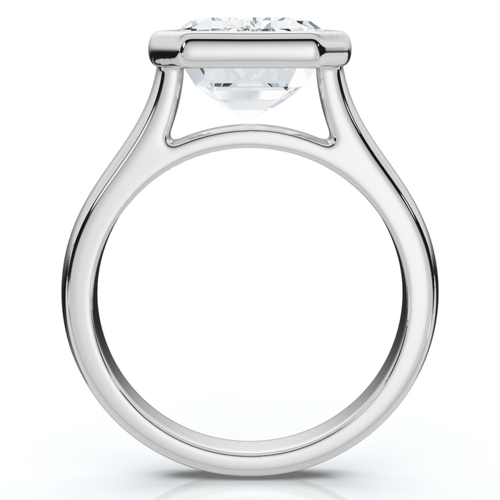 3Ct Emerald Cut Bezel Solitaire Diamond Engagement Ring 14k Gold or Pt Lab Grown