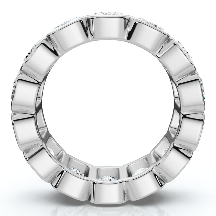 8Ct Emerald Cut Bezel Diamond Eternity Band 14k Gold/Pt Wedding Ring Lab Grown