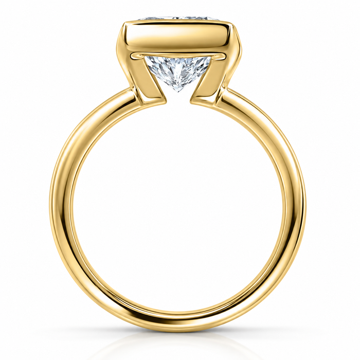 Certified 4Ct Radiant Cut Diamond Bezel Engagement Ring Yellow Gold Lab Grown