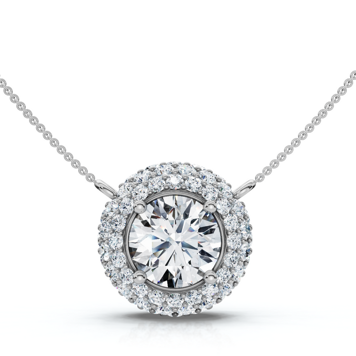 Certified 3 1/2Ct Euro Diamond Pendant 14k Gold 18" Women's Necklace Lab Grown