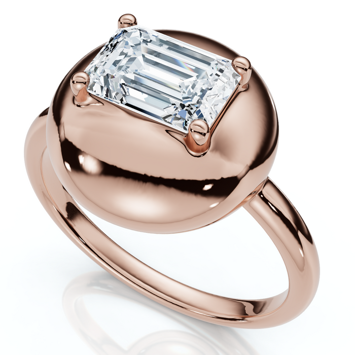 1Ct Emerald Cut Solitaire Candy Button Diamond Ring 14k Gold or Pt Lab Grown