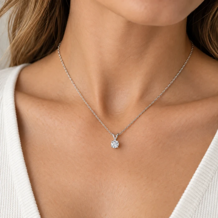 3/4Ct Solitaire Diamond Pendant 14k Gold Women's Necklace Lab Grown EF/VS