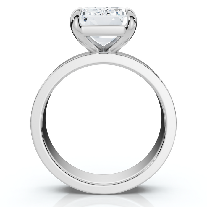 Certified 4Ct Emerald Diamond Cigar Band Engagement Ring Lab Grown