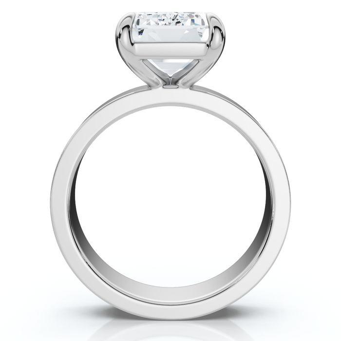 Certified 4Ct Emerald Diamond Cigar Band Engagement Ring Lab Grown