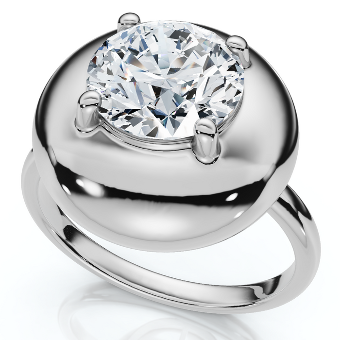 2Ct Diamond Bezel Stackable Button Engagement Ring 14k Gold or Pt Lab Grown