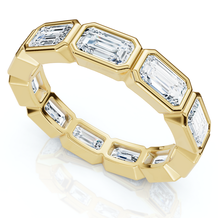 3Ct Emerald Cut Diamond East West Eternity Ring 14k Gold or Platinum Lab Grown