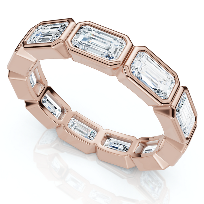 3Ct Emerald Cut Diamond East West Eternity Ring 14k Gold or Platinum Lab Grown