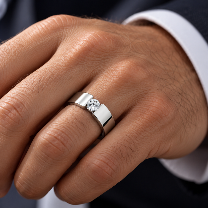 Men's 1/4Ct Diamond Solitaire Wedding/Anniversary Ring 14k Gold or Pt Lab Grown