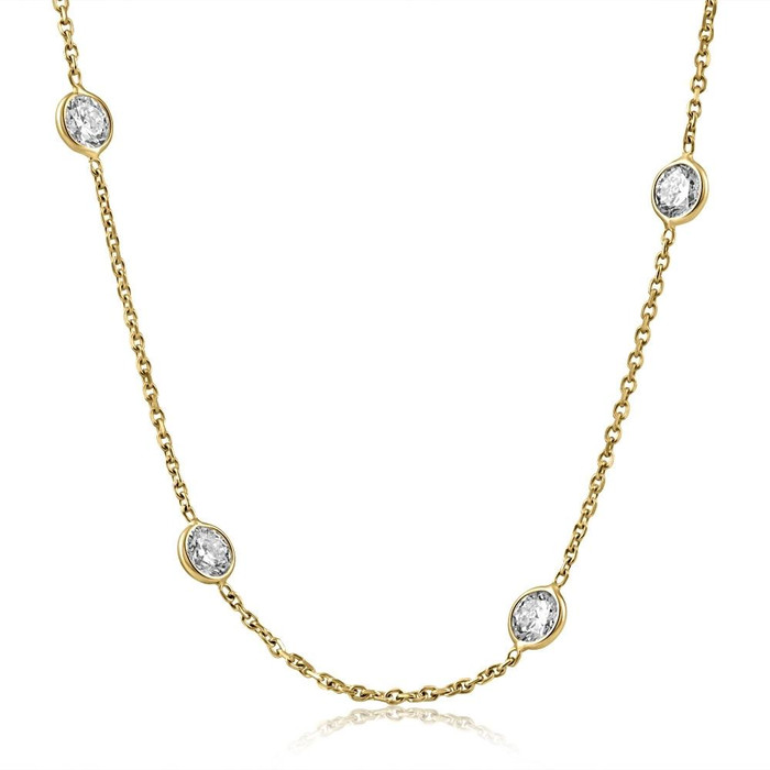 4Ct Diamonds By The Yard Necklace 14K Yellow Gold Lab Grown Station Pendant