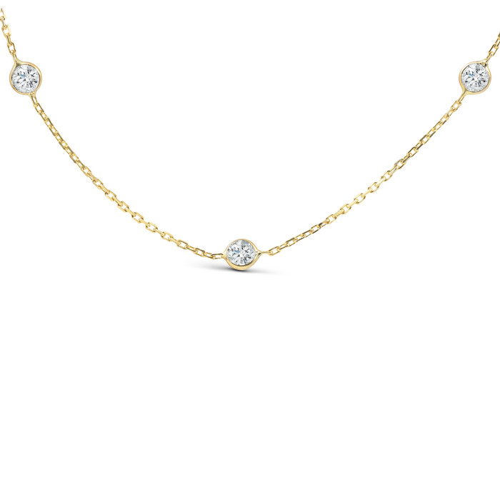 4Ct Diamonds By The Yard Necklace 14K Yellow Gold Lab Grown Station Pendant