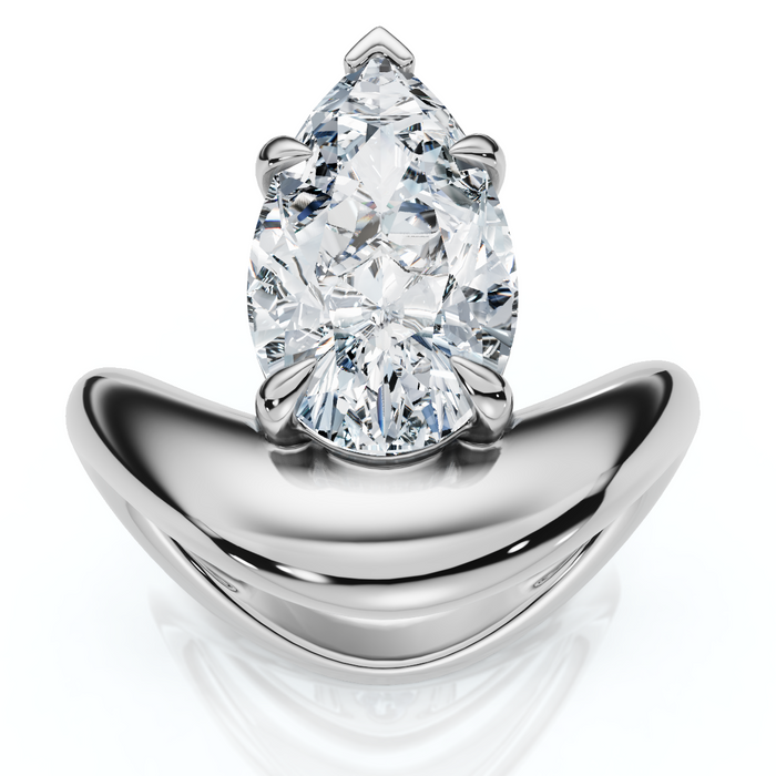 Certified 2Ct Minali Curved Pear Diamond Engagement Ring 14k Gold/Pt Lab Grown