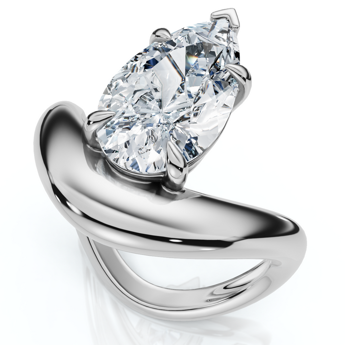 Certified 2Ct Minali Curved Pear Diamond Engagement Ring 14k Gold/Pt Lab Grown