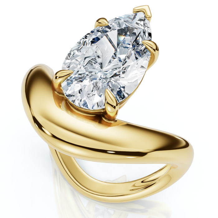 Certified 2Ct Minali Curved Pear Diamond Engagement Ring 14k Gold/Pt Lab Grown