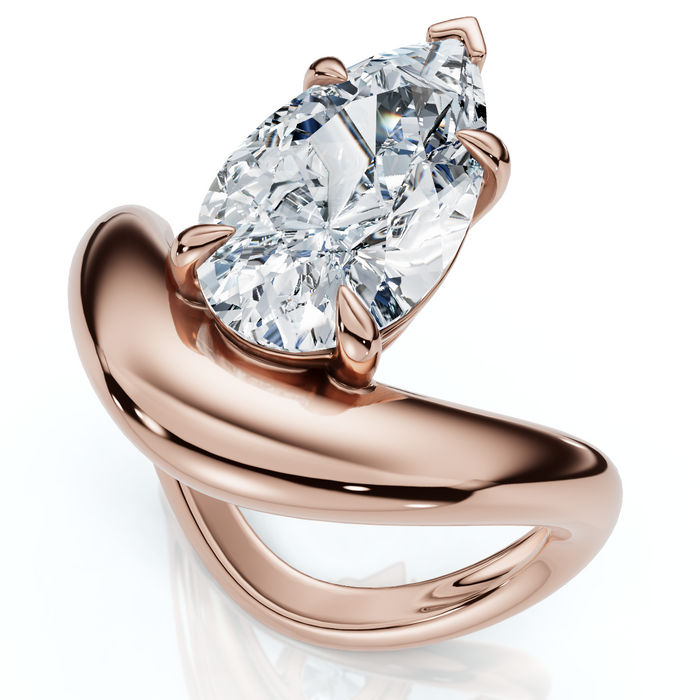 Certified 2Ct Minali Curved Pear Diamond Engagement Ring 14k Gold/Pt Lab Grown