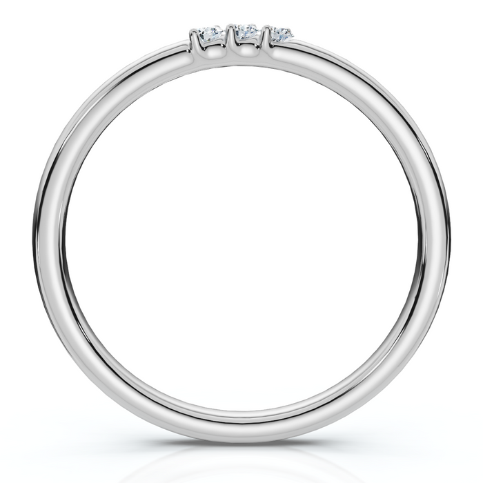 Delicate Diamond 3-Stone Minimalist Anniversary Wedding Ring 14k Gold Lab Grown