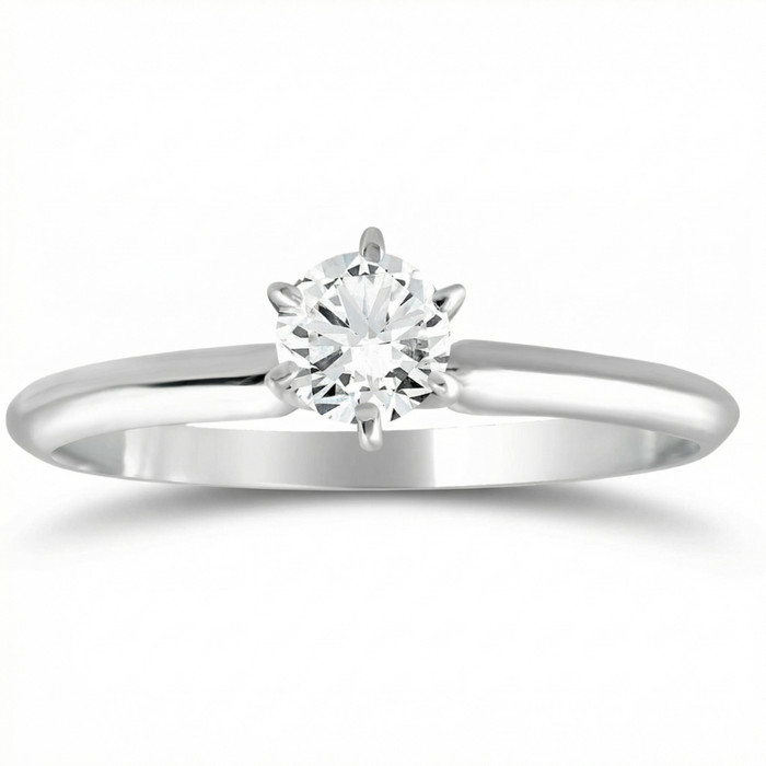 1/3Ct Solitaire Round Cut Diamond Engagement Ring in 14k Gold Lab Grown
