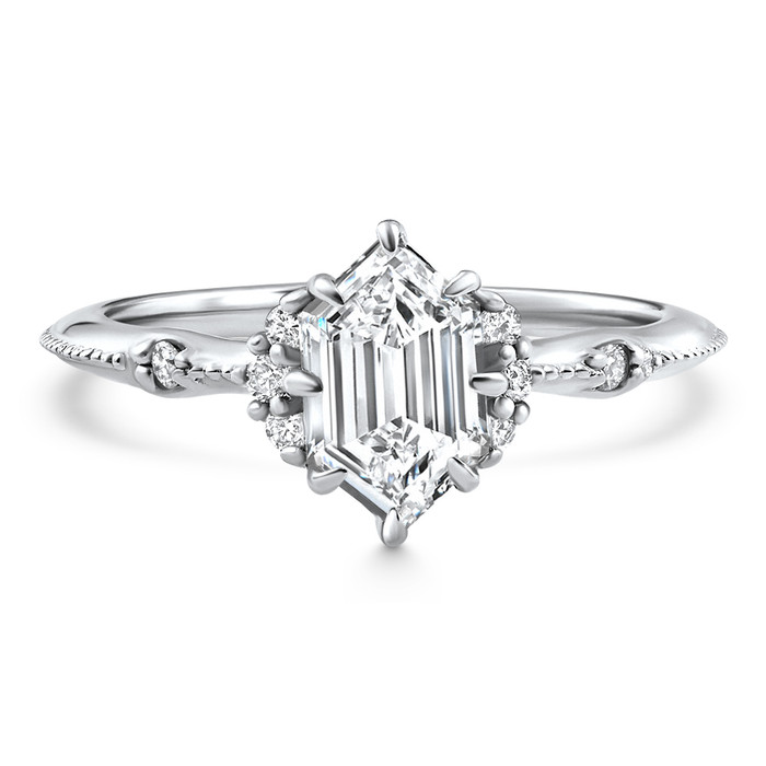 Certified 1 1/3Ct Elongated Hexagon Diamond Engagement Ring 14k Gold Lab Grown