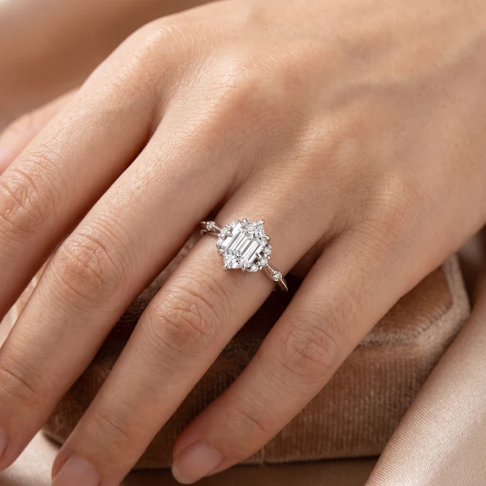 Certified 1 1/3Ct Elongated Hexagon Diamond Engagement Ring 14k Gold Lab Grown