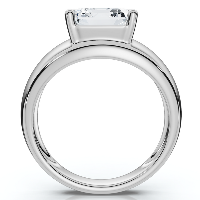 Certified 3Ct Asscher Cut Solitaire Cigar Band 14k Gold or Platinum Lab Grown