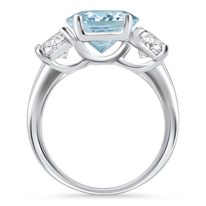 5.80Ct TW Aquamarine & Oval Diamond Ring 14k White Gold Lab Grown