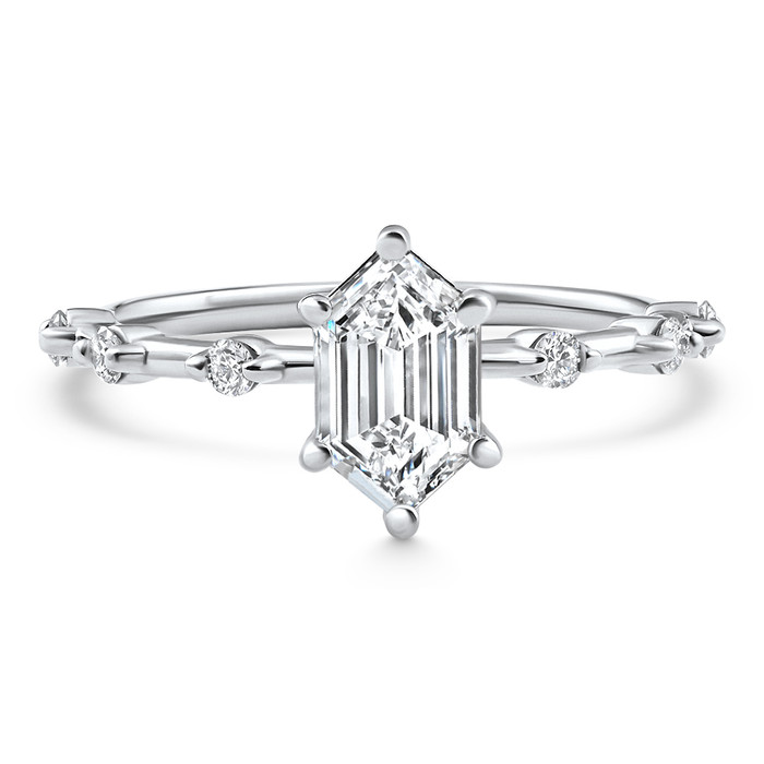 Certified 1 1/3Ct Hexagon Diamond Jamie Engagement Ring 14k Gold Lab Grown