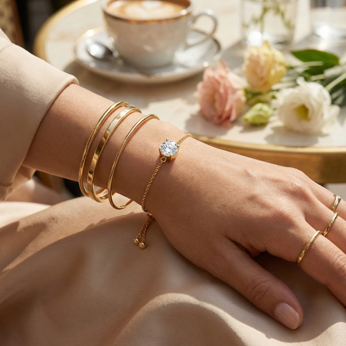 Certified 2Ct Diamond Solitaire Slider Bracelet 14k Gold Lab Grown