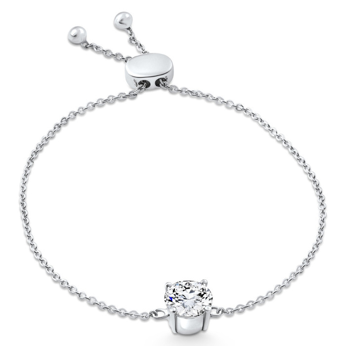 Certified 2Ct Diamond Solitaire Slider Bracelet 14k Gold Lab Grown